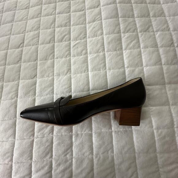 BRUNO MAGLI Pump Womens 37 US 6.5 Black Leather Square Toe Buckle Block Heel - Picture 10 of 15